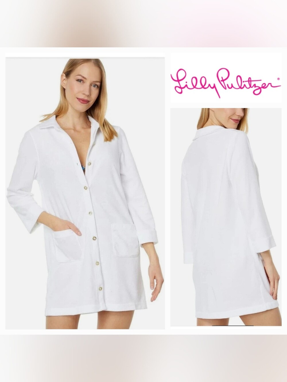 Lilly Pulitzer Natalie Terry Swim Cover-Up Dress Resort White Sz XXS-S